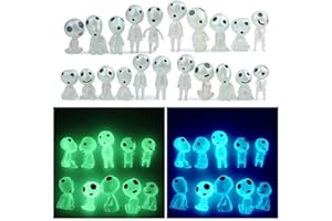 WOO MANTO 10 Stück Baumelfen Baumgeister Gartengeist Halloween Feen Blumentopf Figuren Miniatur Gartenfiguren Gartenzwerge (Leuchtend Grün)