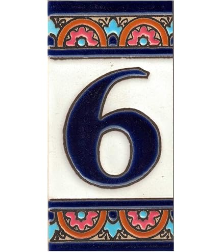 TORO DEL ORO Hand-Painted Ceramic House Number Tile - Medium Flower Design, 5.5 X 10.5 Cm - View #8