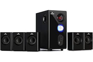 auna Concept 520 - Home cinema 5.1 inalambrico, Sistema de Altavoces Audio Envolvente Activo, Subwoofer OneSide 6,5", Bluetooth, Puerto USB SD, Balanced Sound Concept, Mando a Distancia