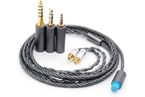 Yaowanguan MMCX Balanced Cable w/4.4mm,2.5mm,3.5mm Adapter for Sennheiser IE200 IE300 IE600 IE900 Earphones,IE200/300/600/900 3 in 1 Replacement Headphones Upgrade Wire(Grey)