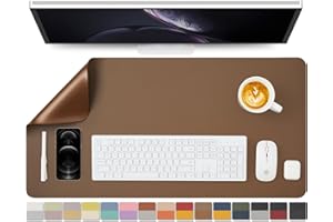 HOMIEAZICOZI Dual Sided Leather Desk Mat - Waterproof Desk Pad for Office and Home - Desk Organization and Accessories - Ideal for Large Mouse Pad and Desk Mats on Top of Desks(Coffee+Dark Gold,80cmx 40cm)