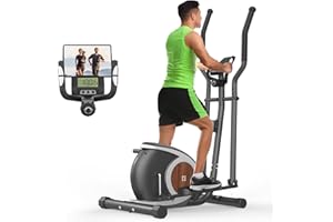 XMIFER Bicicleta elíptica para el hogar, máquina elíptica magnética con 16 Niveles de Resistencia, Monitor LCD, Pedal Antideslizante, Soporte para Botellas, Stepper de Fitness para el hogar