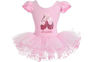 Lito Angels Tutu Danse Classique pour Enfant Fille, Robe de Ballet Ballerine, Justaucorps avec Jupe, Rose