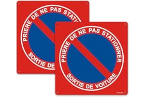 YUNTARDA 2 Pièces Panneau Prière De Ne Pas Stationner Sortie De Voiture 300x300mm -Métal en Aluminium de 1 mm-Revêtement réfléchissant