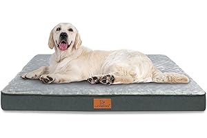 Gzvxuny Ortopedyczne legowisko dla dużych psów, wodoodporna poduszka ze zdejmowaną poszewką nadającą się do prania i wypełnieniem piankowym w kształcie jajek, oddychające, szare L(90x60x8cm)
