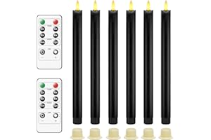 AnnSpa 6 Sets Candela LED Senza Fiamma a Batteria con Telecomando Candele Lunghe Decorazione Candele coniche a LED per Casa, Cene, Tavola, Feste, Matrimoni e Compleanni - Nero