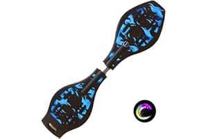 ‎SUMEBER Sumeber Waveboard Kinder Street Surfen Caster Torsion Skateboard Double Decks Casterboards für Wave/Surf Waveboard/Castor Board with Light Up Wheels for Kids/Teens