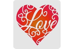 FINGERINSPIRE Stencil a forma di cuore, 30 x 30 cm, in plastica, con mandala, con motivo a forma di cuore, per dipingere su legno, pavimenti, pareti e piastrelle