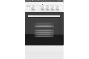Nikai 50x50cm 4 Burner Freestanding Gas Cooker, Grill Function with Tray & Grid, Glass Lid, Enamel Pan Support Convenient for Cleaning Made in Turkey - U2110N5FS (White)