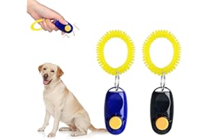 SEMINISMAR Clicker per Cani,Clicker di Cane,Clicker per Cani e Fischietto Cani,Pulsante Clicker,Fischietto Ultrasuoni per Cani,Clicker da Dito,Formazione Clicker con Cinghia da Polso,2 PCS