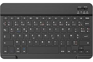 Nanhent Clavier Bluetooth sans FI [AZERTY Français] 10 Pouces Léger Mince pour iOS iPad, iPad Pro, iPad Air, Mac, Tablette Android Samsung Galaxy, Lenovo, Xiaomi, Redmi, Huawei (Android/iOS)