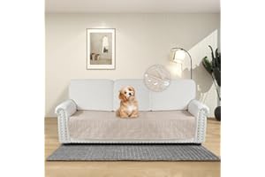 DUJUIKE Copridivano Impermeabile, Coperta 100% per Cani, Telo Divano, Copriletto per Cani e Gatti, Fondo Antiscivolo (Crema, 76-180 cm)