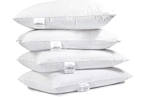 H&F HEIMTEXTILIEN H&F Zestaw 4 szt. wysokiej jakości | poduszka pod głowę 50 x 70 cm | 1000 g puchu gęsiego | 100% naturalne poduszki trójkomorowe | poszewka: 100% bawełna | 3-komorowa poduszka puchowa 50 x 70 x 20 cm