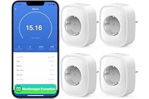 GHome Smart Enchufe Inteligente,Smart Alexa Plug Compatible con Alexa Google Home,Control Remoto por APP, Mide el Consumo de 