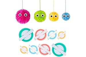 KNEWMART Pom Pom Maker, 2Set 4 Tamaños Pompón Hacedor Pelusa Herramienta Para Lana Aguja Tejedor Tejido DIY para niños y adultos (8)