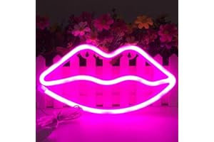 QIAOFEI LED Lips en forma de letreros de neón Arte romántico Luces decorativas Decoración de la pared para Studio Party Habitación de los niños Sala de estar Fiesta de bodas Decoración de Navidad (Rosa)