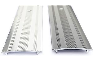 Cover Strip/Vinyl or Carpet Door Bar Trim - Silver or Grey - Threshold Metal Protector - Vinyl to Vinyl or Carpet to Carpet by FloorPro (Silver)
