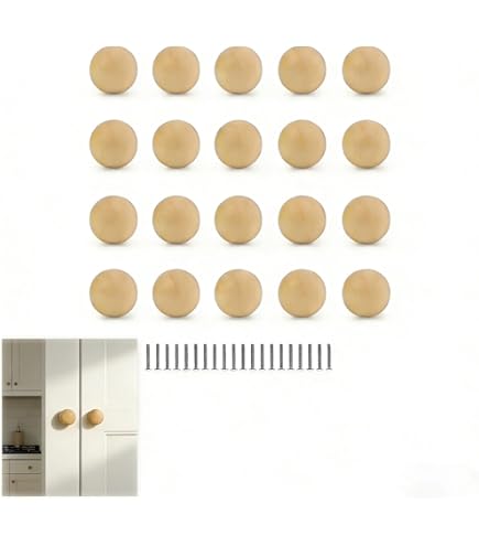 12 Stuks Houten Meubelknoppen Ronde 40x30mm - Ladegrepen Met Schroeven Voor Kast En Commode