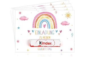 Clabby 12 Sets Regenbogen Einladungskarten zum Kindergeburtstag mit 12 Briefumschläge Regenbogen Geburtstag Einladung für Mädchen Jungen Partyeinladungen OHNE Kinderschokolade