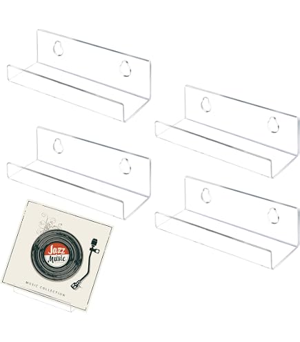 MIUUIPI Scaffale per Dischi Vinile, 6 Pezzi Supporto da Parete per Mensola In Vinile, Porta CD da Parete er Soggiorno,Ufficio,Sala Giochi e Studio