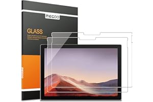 MEGOO [Paquete de 2] Protector de pantalla para Microsoft Surface Pro 7 Plus/Surface Pro 7/6/5/4 12.3 pulgadas, ultra transparente/de alta respuesta/vidrio templado (agujero en forma de U)