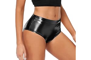 LDZYXY Pantaloncini Lucidi da Donna Pantaloni Corti a Vita Alta Pantaloni Caldi Elastici Pantaloncini Skinny Riflettenti Pantaloni Effetto Bagnato Party Streetwear Pantaloncini Donna Eleganti Curvy