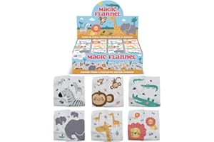 Hello Chums Wash Cloth - Safari Animal Magic Flannel, Face Cloths Flannels Cotton - Fun Designs for Children, Baby, Kids - 6 Unique Designs (1 Supplied At Random)