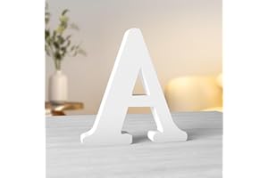 Aruatu 8 Inch White Wood Letters for Wall Decor - Unfinished Decorative Standing Large Letter for Home Party Craft Projects (A)