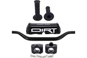 BIUGERCN - Manubrio per moto, 28 mm, con 1 cuscinetto per manubrio, 1 paio di impugnature, 1 paio di morsetti universali per la maggior parte delle moto da cross con morsetti da 28 mm