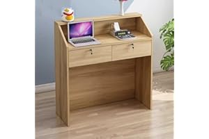 XJIE HOME Banco Reception con Cassetto Chiudibile A Chiave, Bancone Cassa, Tavolo Da Banco Cassa Al Dettaglio, Registratore Di Cassa Multifunzionale, Per Saloni Di Bellezza, Minimarket, Negozi Di Abbigliament