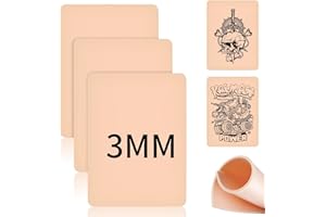 comeder 3mm Thick Tattoo Practice Skin, 20 x 15 cm Realistic Reusable Fake Skin for Beginners & Professionals, Double-Sided Ideal for Tattoo Training, Ink Testing & Art Design (3pc)