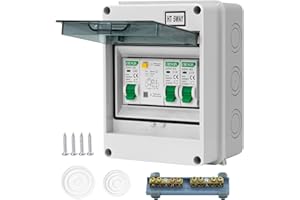 CHENGPI Wasserdichte Sicherungskasten Aufputz Bestückt,IP65 Waterproof Verteilerkasten Aufputz,Kleinverteiler Aufputzmit mit AC Leckschalter 40A,AC Trennschalter 10A+16A für Zuhause/Büro
