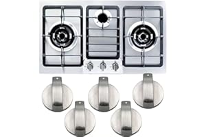 XUTONG 5 Stück Metall Gasherd-Knopf, 6 mm silberfarbe Gasherd-Steuerknöpfe Adapter Ofenschalter Kochflächen-Steuerschlösser