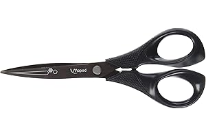 Maped - Tijeras de Oficina - Expert Titanium Simétrica 17 cm - Tijeras Ultra Resistentes - Recubrimiento de Titanio para Alto Rendimiento - Anillas Ergonómicas