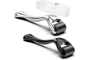 2pz Dermaroller per Pelle/Barba,GeeRic 0.5mm Derma Roller+Custodia 540 Aghi Rullo per Pelle Micro Rullo Aghi Microneedling Promuove Crescita Capelli Strumenti di Massaggio a Viso Cuoio Capelluto