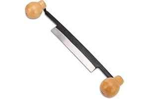 Gugxiom Coltello da disegno 12 pollici, doppio manico in legno antiscivolo, lama curva per raschiare il legno, utensile manuale per scortecciare, facile da impugnare e con risparmio di lavoro.