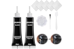 Gubuyi Kit Riparazione Pelle,Crema di Riparazione in Pelle,Gel di Riparazione per Pelle Liquida,Kit Riparazione Pelle Divano da 2 Pezzi,per Crepe da restauro in Pelle,Seggiolini Auto,Divani (Nero)