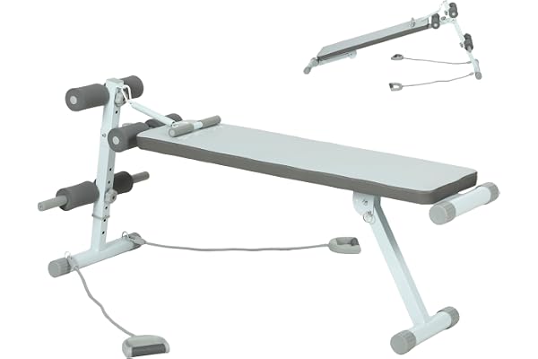SPORTNOW Styrketräningsbänk, justerbar platt bänk med 3-stegs säte, perfekt för liggstöd, bicep-curl, rygg- och magstyrketrän