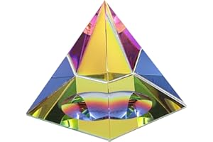 BTSKY Kryształowa opalizująca piramida z pudełkiem prezentowym kolory tęczy błyszczący kryształ dom biuro ozdoby dekoracja (6 cm)
