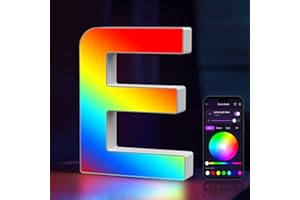 COLWINKU Light Up Letters USB Powered, LED Marquee Letters Color Changing, Alphabet Light Up Sign, APP Control, Gifts for Girls, Women, Birthday, Party, Wedding, Christmas, Valentine, Wall, Table Decor - E