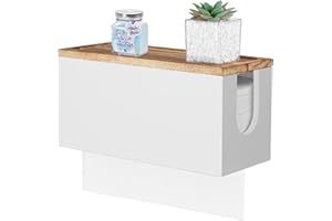 Wood Paper Towel Dispenser Wall Mount, Bivvclaz Bathroom Paper Towel Holder with Lid for Home and Commercial, Countertop C-Fold, Z-Fold, Trifold Paper Hand Towel Dispenser for Kitchen Office, White