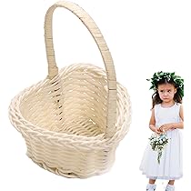2 Cestini Nuziali A Forma Di Cuore In Rattan Bianco - Decorazioni Per Matrimonio, Portafiori Per Bambine, Intrecciati A Mano - Foto 5