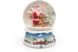 Dekohelden24 Cudowna kula śnieżna, Santa z reniferem, Ø 6,5 cm