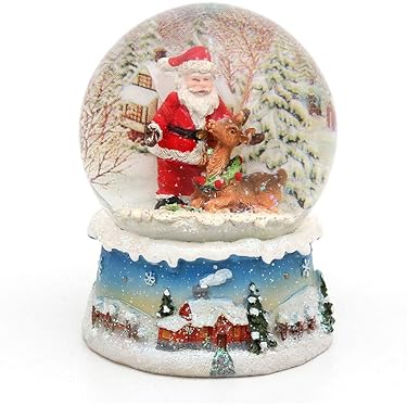 Lot De 4 Lanternes Lumineuses De Noël à Eau - Mini Boules à Neige Avec Père Noël/bonhomme De Neige (13x6 Cm)