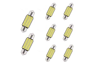 YOUNLEN 8PC 36MM LED-Innenraumleuchten für Auto Auto-Innenraum-LED,Canbus fehlerfrei innenraumbeleuchtung auto,Plug and Play,Auto-LED-Glühbirne Streifen,Kuppeltür-Willkommenslicht Xenon weiß