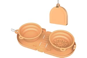 TOKAYIFE Ciotola Pieghevole per Cani Ciotola per Cani Portatile Ciotola Pieghevole con Moschettone per Cani Ciotola per Cani Pieghevole da Viaggio (Due Ciotole, Arancione)