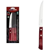 Tramontina Set of Knives for Meat/BBQ Polywood Red 6 pieces | Stainless Steel and Treated Wood Handles