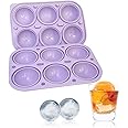 ECVV 6 Grids Ice Ball Maker Mold Crystal Clear Ice Mold BPA Free Round Silicone Ice Cube Molds, Reusable Sphere Ice Tray for Whiskey Cocktail Bourbon Scotch Purple