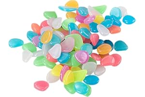 JVHLOV 300 Pcs Colorful Luminous Cobblestones, Luminous Decorative Stones, for Garden Walkways Decoration, Aquarium Fish Tank, Park Ornaments etc, Decorative Resin Gravel