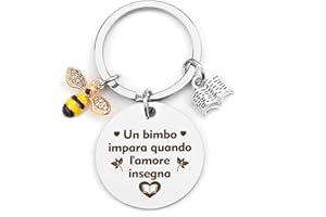 HOOSMOON Portachiavi Maestre Regalo Maestre Fine Anno Regali Maestre Idee Regalo per Insegnante Regalo per Maestra Asilo Elementare Medie Portachiavi Insegnante Personalizzato Regalo Insegnanti Maestre